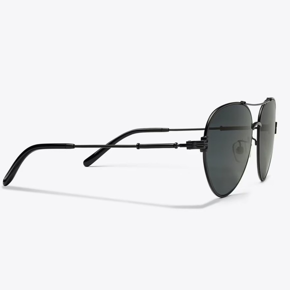 Tory Burch ELEANOR METAL PILOT SUNGLASSES Black Stylish Black Aviator 58-15-140